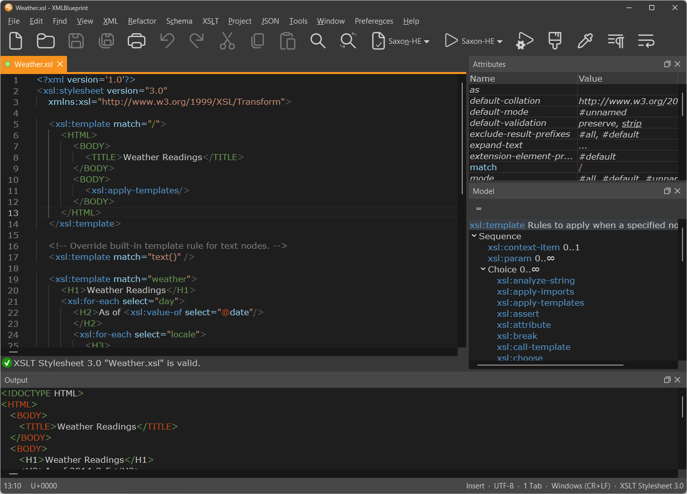 xml editor dark